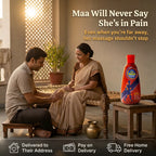 [en] Son massaging his mother's knee with Hiran Pain Oil, delivered to parents' address with pay on delivery and free home delivery