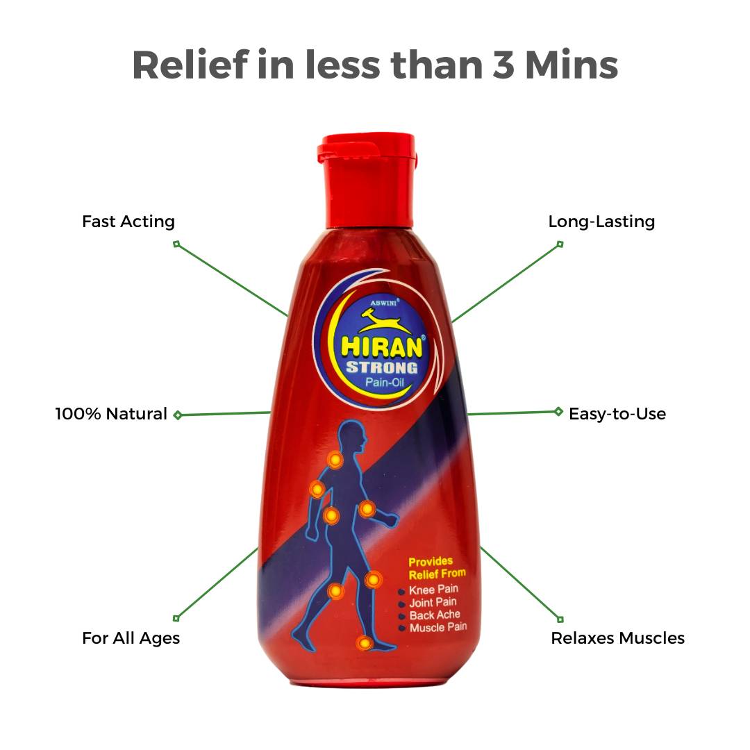 Hiran Pain Relief Oil 80 Ml - Relief in less than 3 minutes - Bigger Packs
