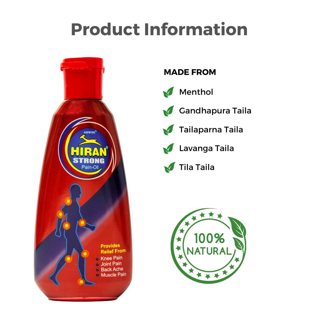 Hiran Pain Relief Oil 80 Ml - Relief in less than 3 minutes - Bigger Packs